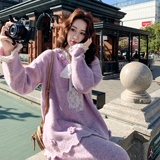 199-26398-P155-K228【好款现货】二件套半身裙毛织花边蝴蝶结，女装套装/套裙，浙宝199