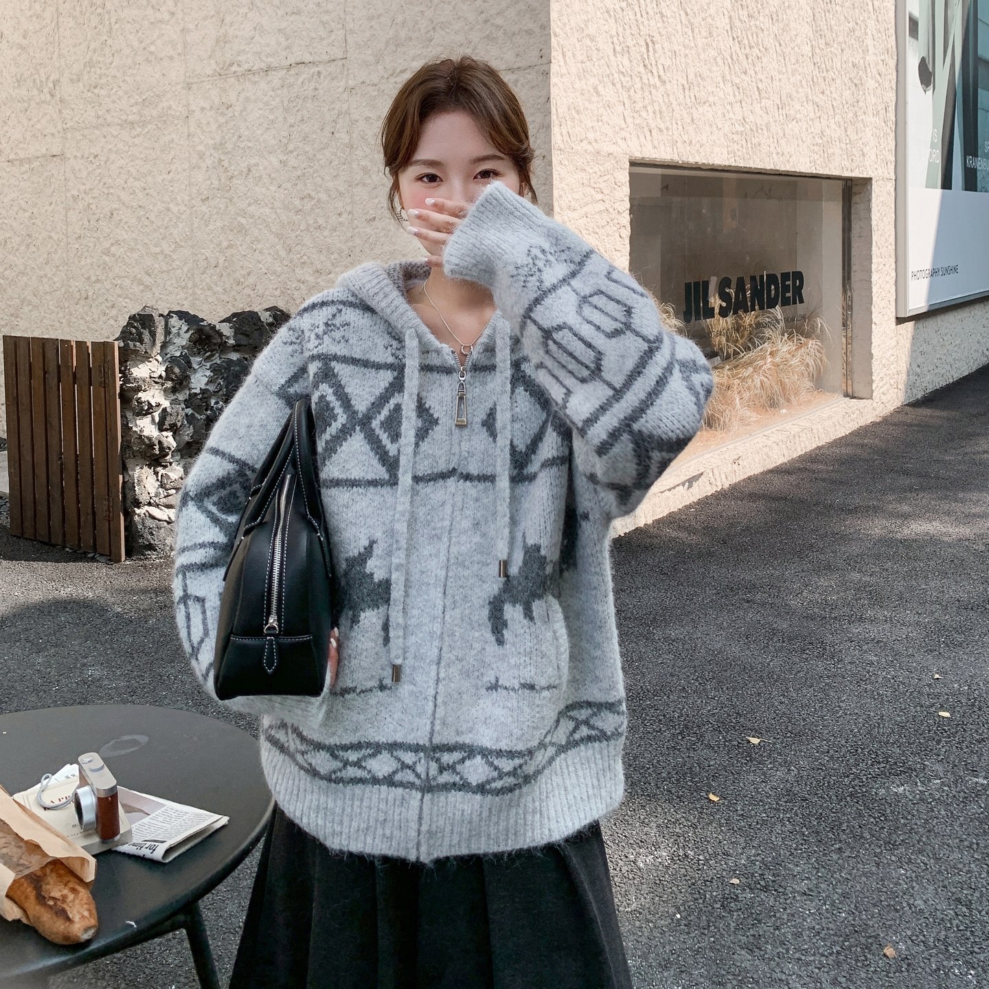 199-26510-P155-控228【好款现货】厚外套拉链开衫连帽,针织衫/毛衣,浙宝199
