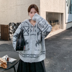199-26510-P155-控228【好款现货】厚外套拉链开衫连帽图片