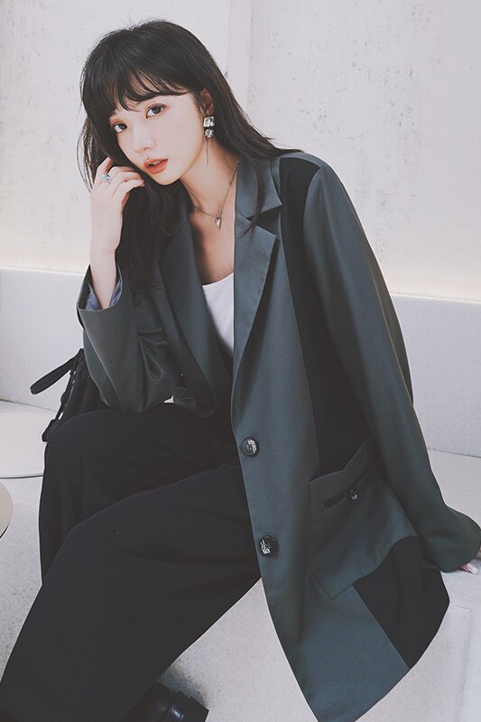 灰色高级感西装外套女2025春季新款韩版小个子休闲百搭炸街小西服,女装风衣,浙宝199