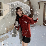 安可拉红皮毛一体短外套棉衣【现货】199-17517-P175-控258，女装棉衣/棉服，浙宝199