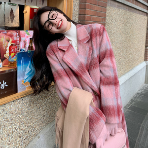 长毛大格纹简约【冬装现货】毛呢外套大衣-D329-P185-控268，女装毛呢外套，浙宝199