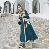 法式复古轻熟风衬衫裙女2025春季新款高级感收腰长裙超好看连衣裙，女装风衣，浙宝199