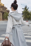 韩版长款风衣外套女装2025春秋新款今年流行显瘦气质时尚连帽大衣，女装风衣，浙宝199