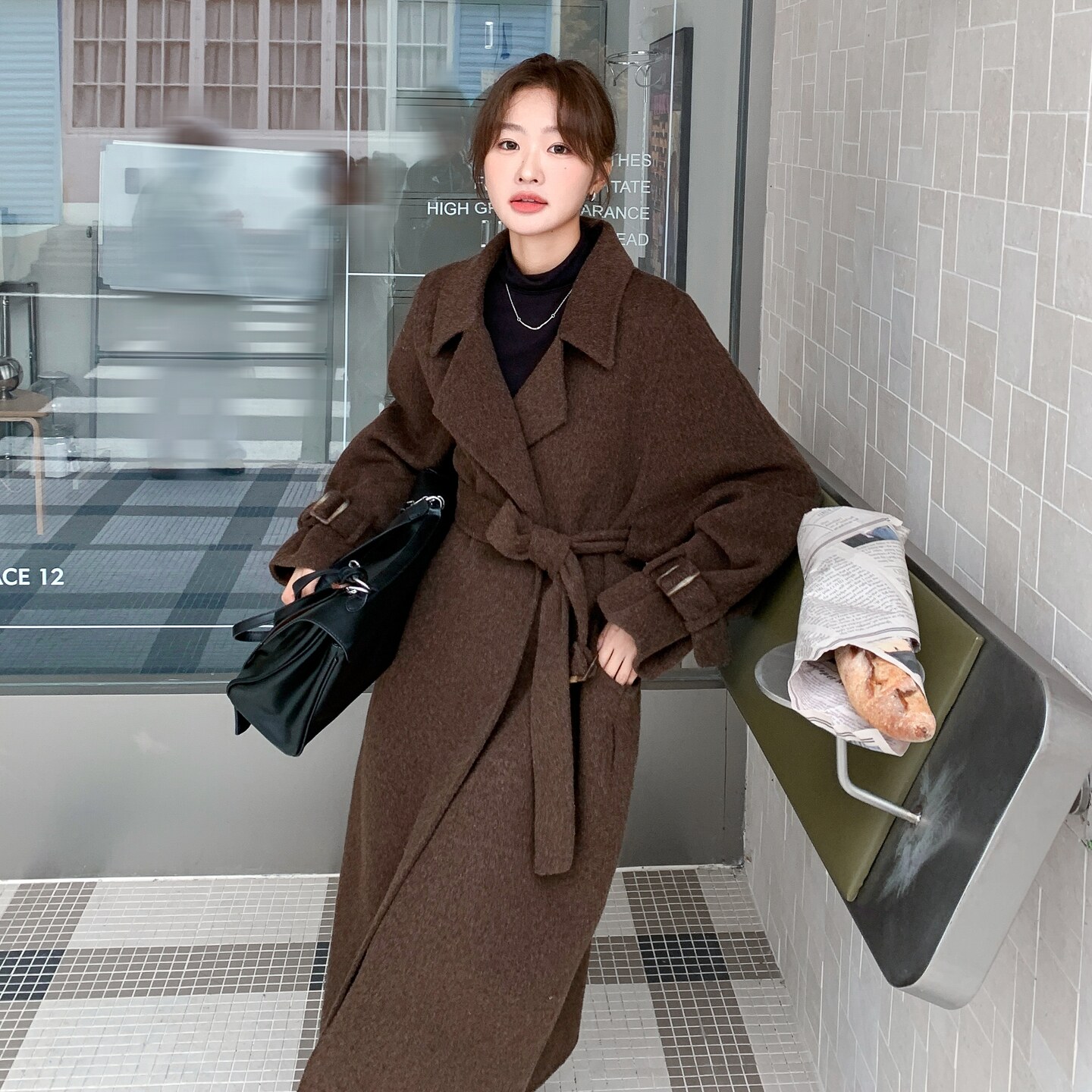 199-W20-双面羊绒P280-控398【好款现货】咖啡色韩版双面呢,女装毛呢外套,浙宝199