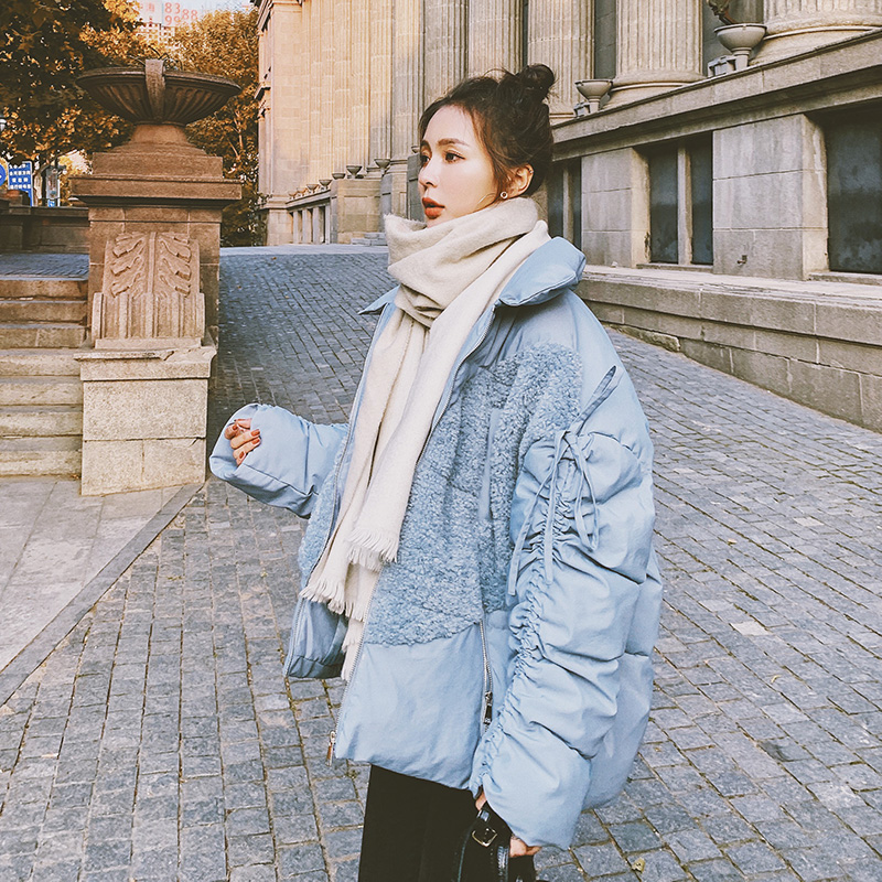 蓝色羊羔毛拼接羽绒棉服女2024冬季新款小个子加厚设计感棉衣棉袄,女装棉衣/棉服,浙宝199 蓝色羊羔毛拼接羽绒棉服女2024冬季新款小个子加厚设计感棉衣棉袄,女装棉衣/棉服,浙宝199