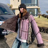 199-W80-P225-控348【好款现货】皮毛一体羊羔毛加厚九紫离火色，女装短外套，浙宝199