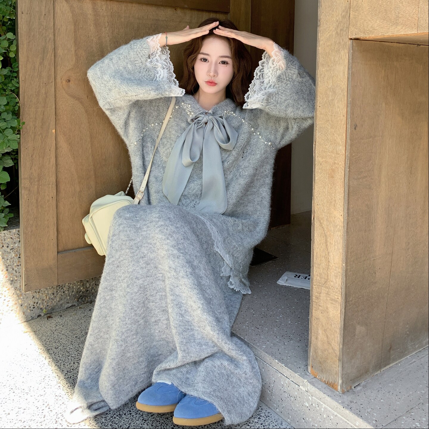 慵懒风针织毛衣套装女2025秋季新款氛围感超好看减龄半身裙两件套,女装套装/套裙,浙宝199