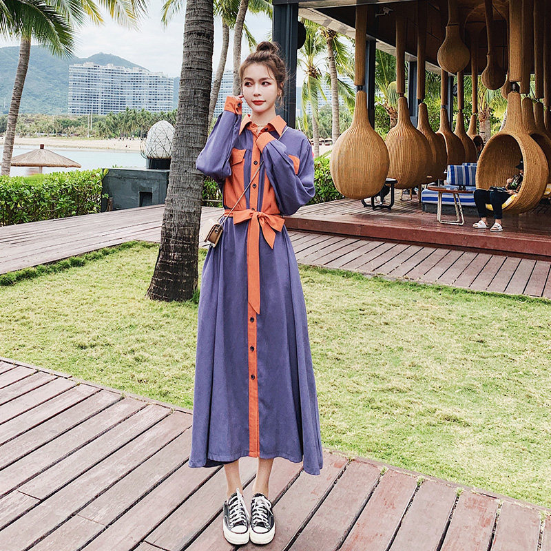 裙子女超长款2025夏季新款法式收腰显瘦长裙气质女神范拼接连衣裙,女装连衣裙,浙宝199