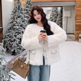 199-W102-P185-控278【好款现货】小香风羊羔毛短外套毛绒大衣，女装短外套，浙宝199