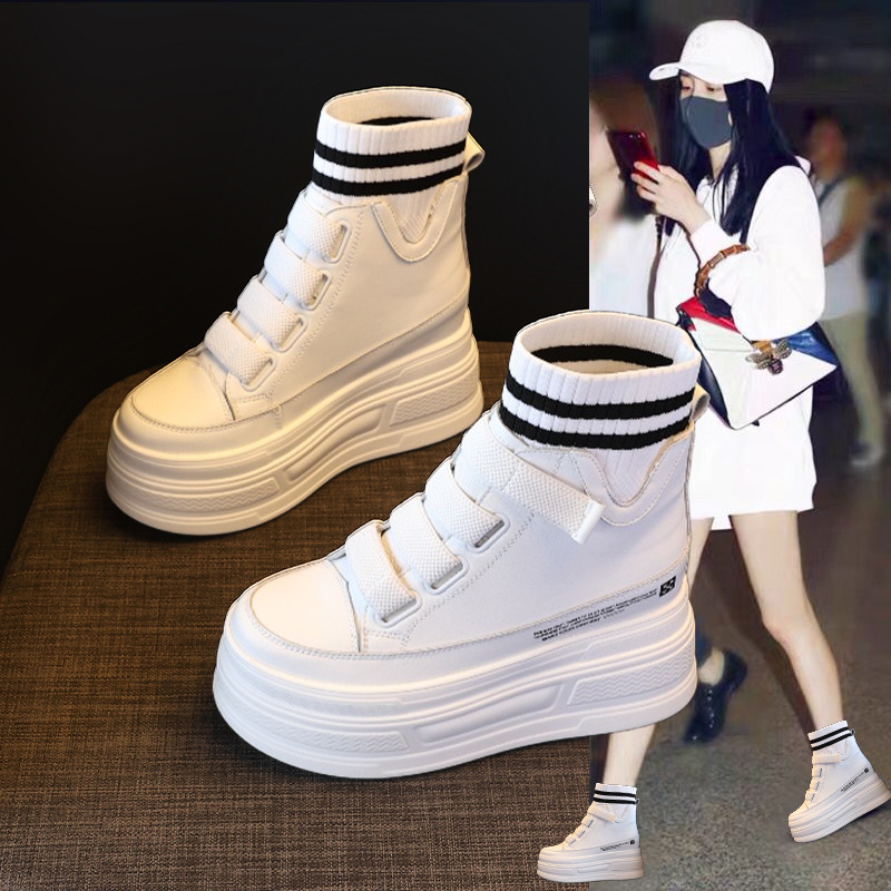 松糕底袜子鞋女厚底小白鞋女百搭