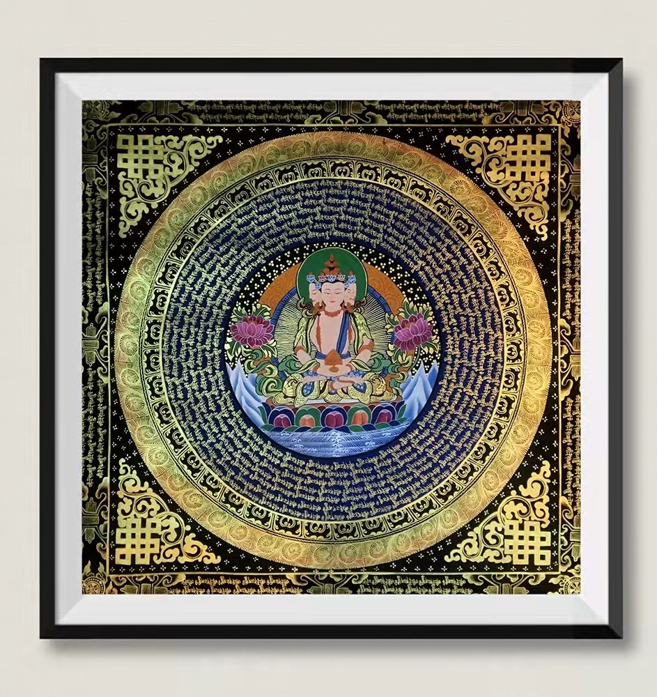 大日如来佛像唐卡 大日如来坛城手绘唐卡客厅玄关唐卡装饰画 生肖
