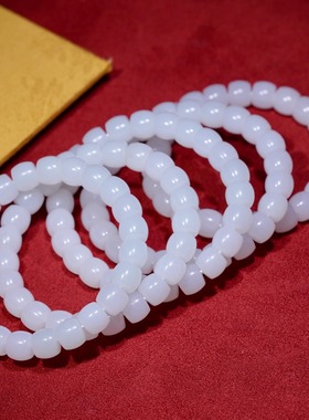 新疆和田白玉直切8×9老型珠手串女款手链