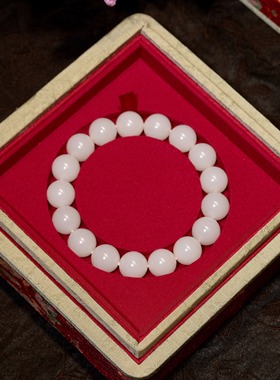 新疆和田白玉卡12圆珠手串男女手链