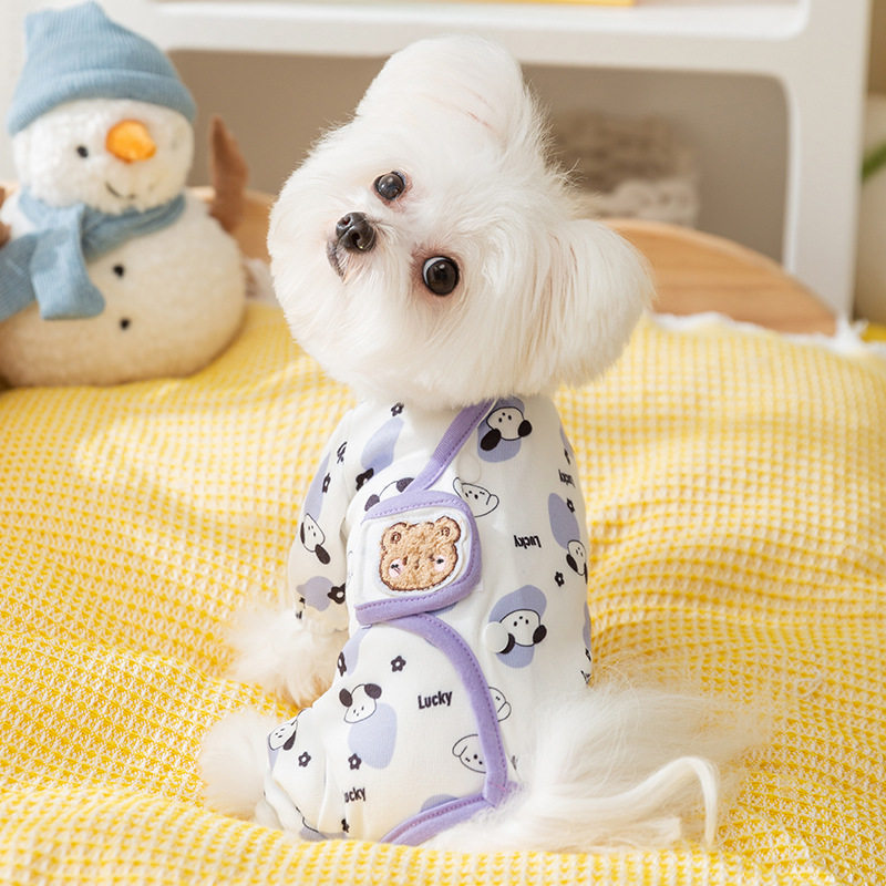 秋冬季狗狗四脚小熊居家服猫咪透狗宠物服装/雨衣