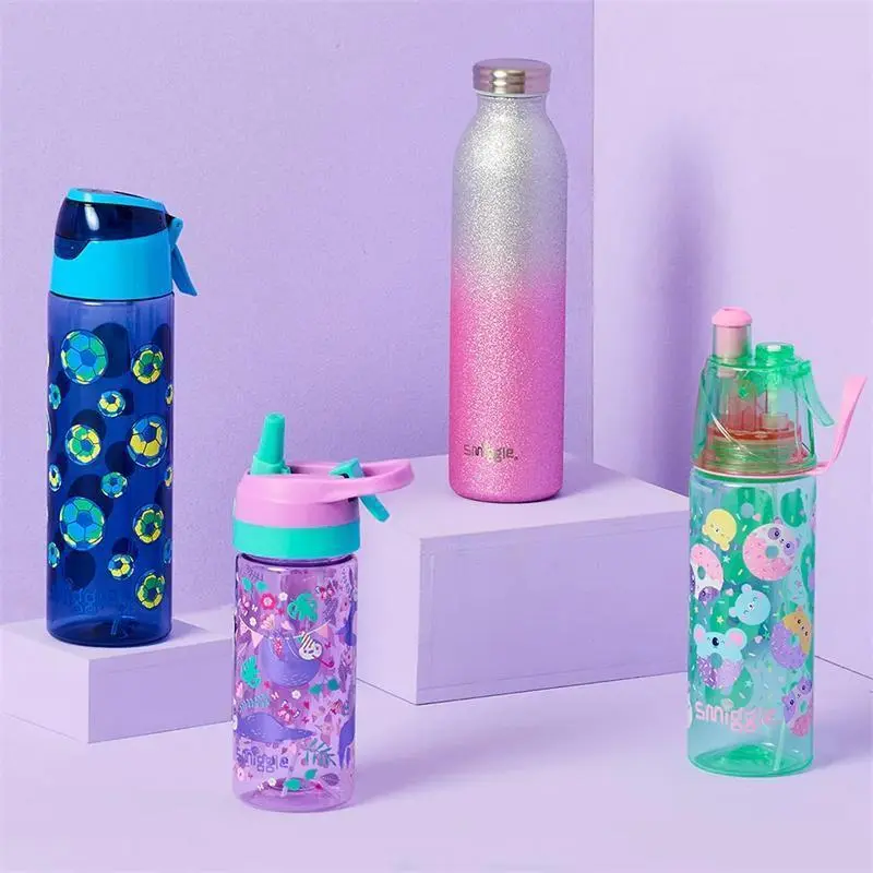 Smiggle儿童水杯独角兽塑料大容量水壶喷雾随手杯运动吸管杯