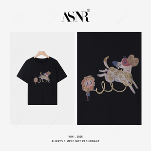 衣长58 TX25170 26SS 黄珠珠狗狗短袖 羊毛汉麻混纺 BRAID