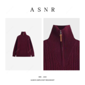 羊毛衫 BRAID 100山羊绒扭花高领半拉链女款 冬季 衣长62