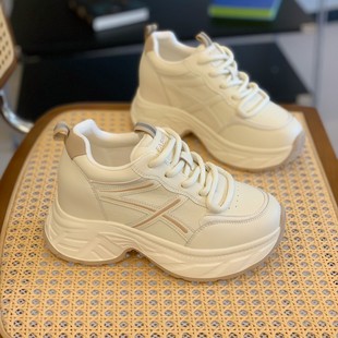 内增高厚底老爹鞋女2025秋季新款小个子显瘦轻便不累脚系带运动鞋