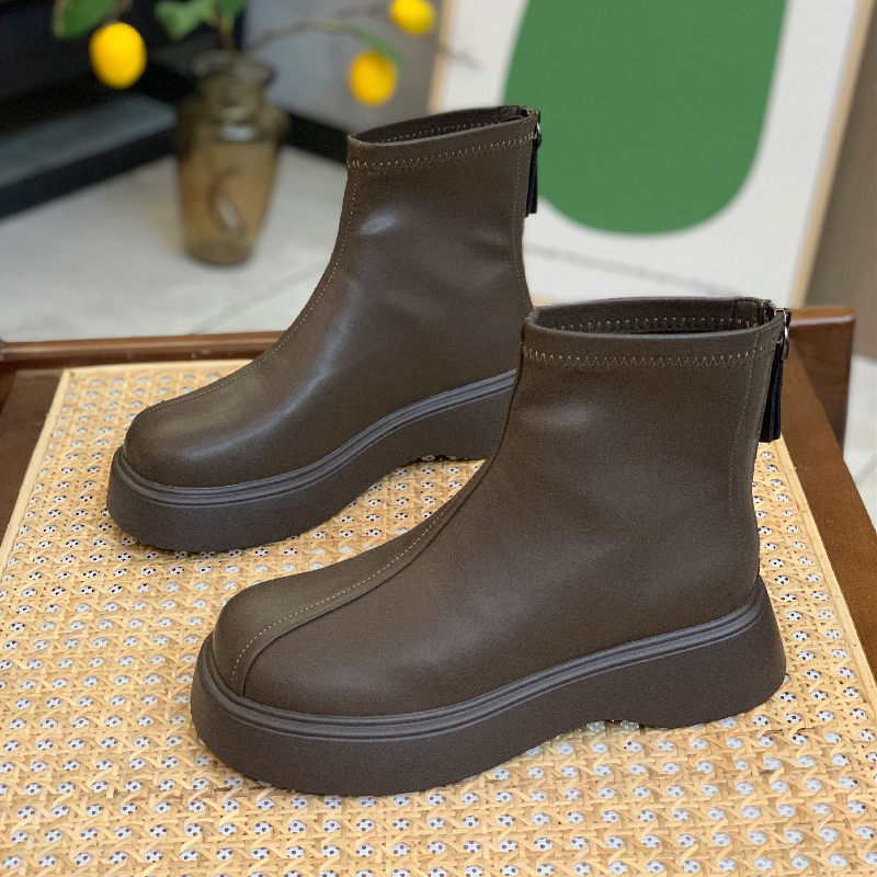 不规则斜纹马丁靴厚底切尔西靴