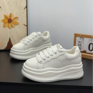 增高6CM松糕厚底鞋小个子女2026春季新款真皮小白鞋百搭休闲板鞋
