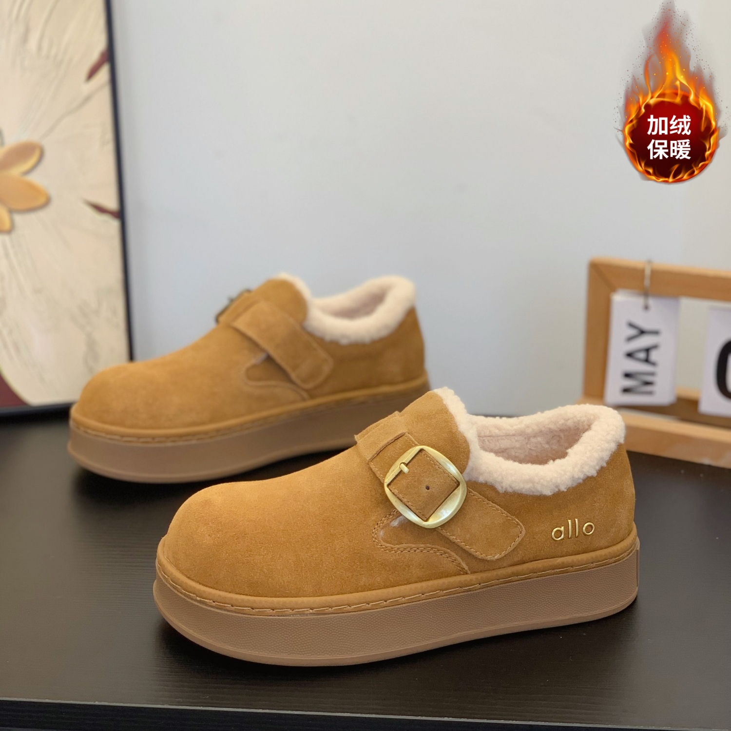 又软又暖~不臃肿厚底勃肯雪地靴