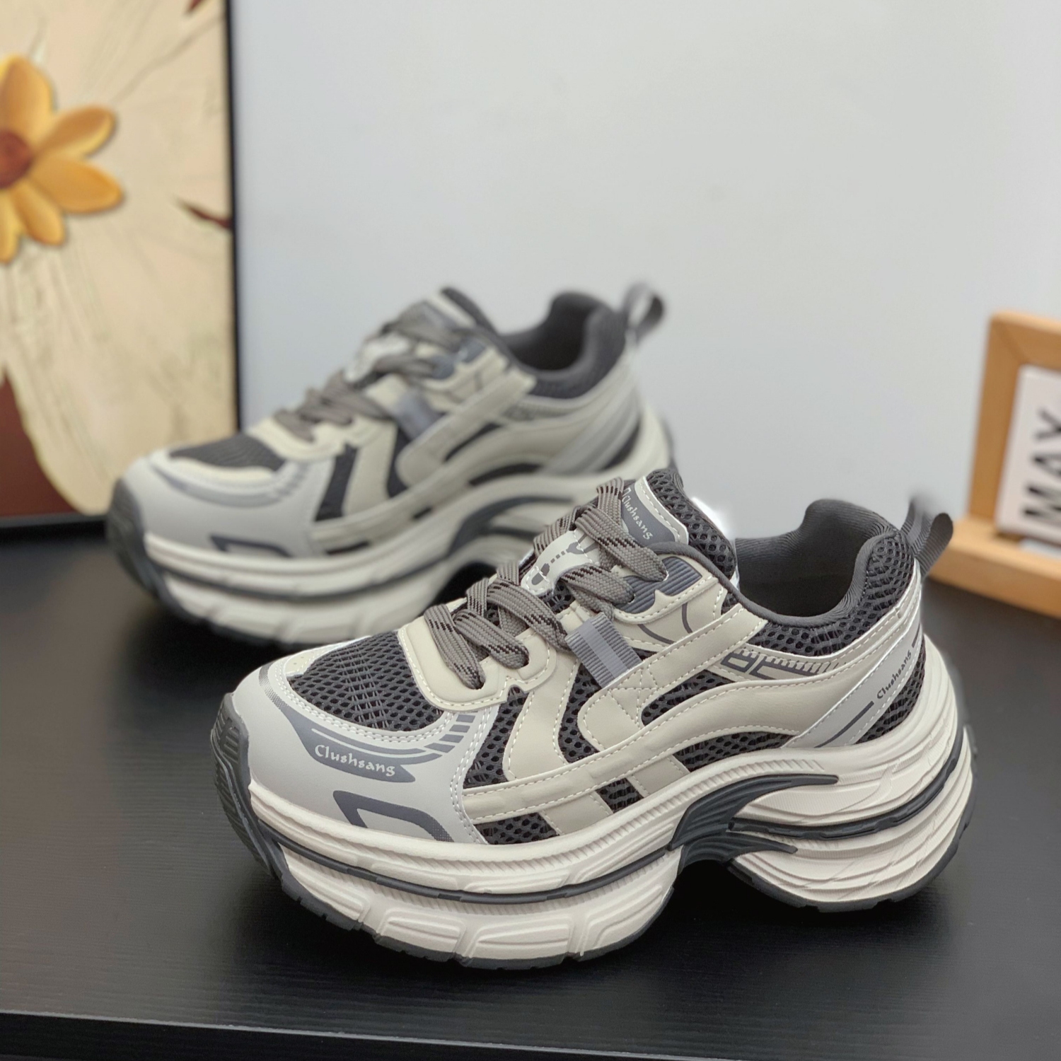 高级感欧货时尚显腿长拼色老爹鞋