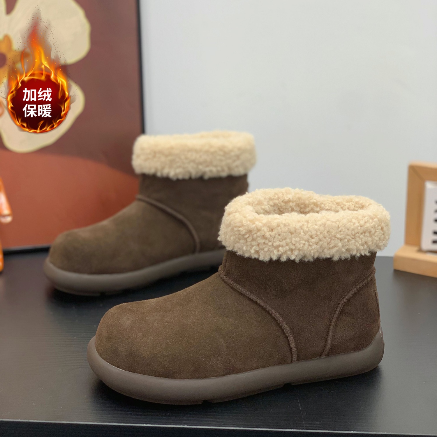 丑萌减龄时尚潮流复古百搭雪地靴