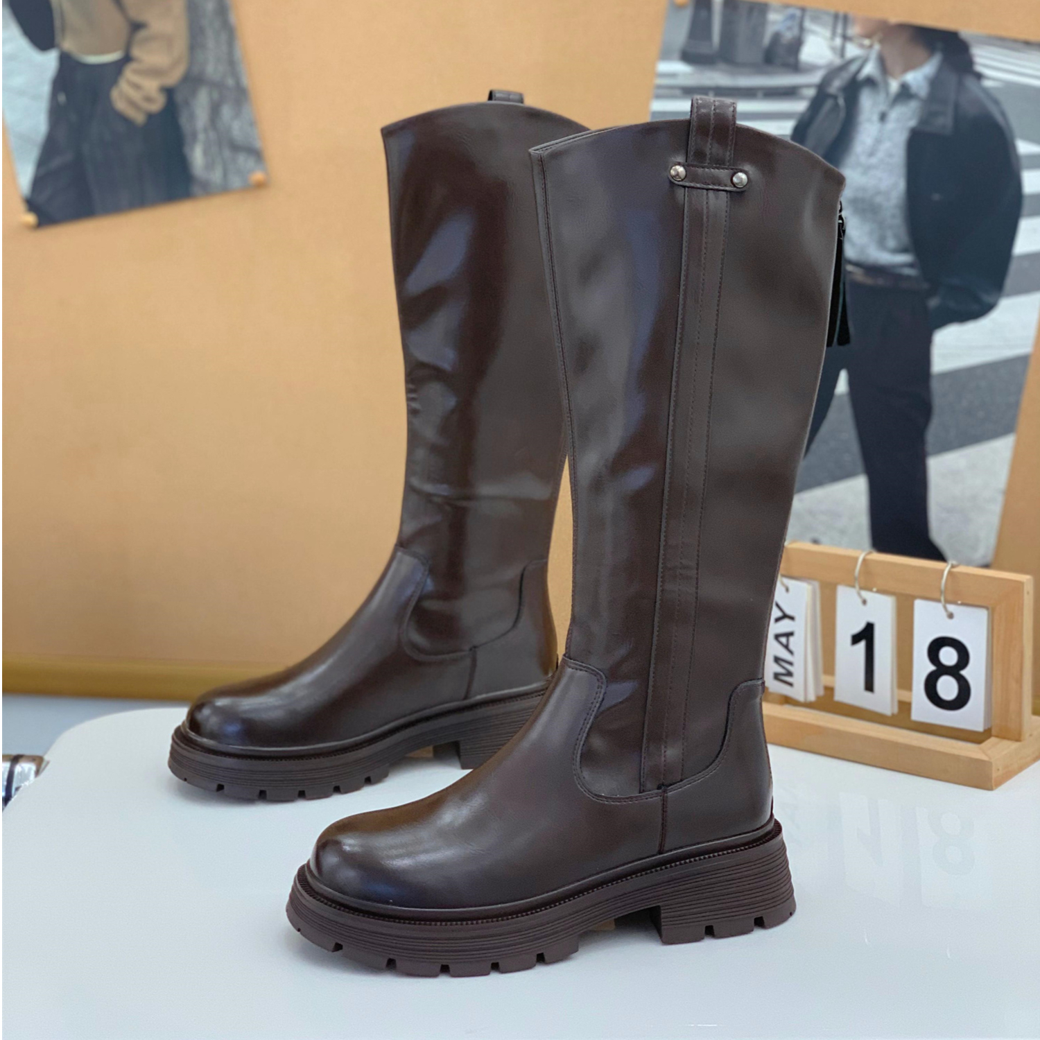 小个子显腿直显腿长不过膝骑士靴