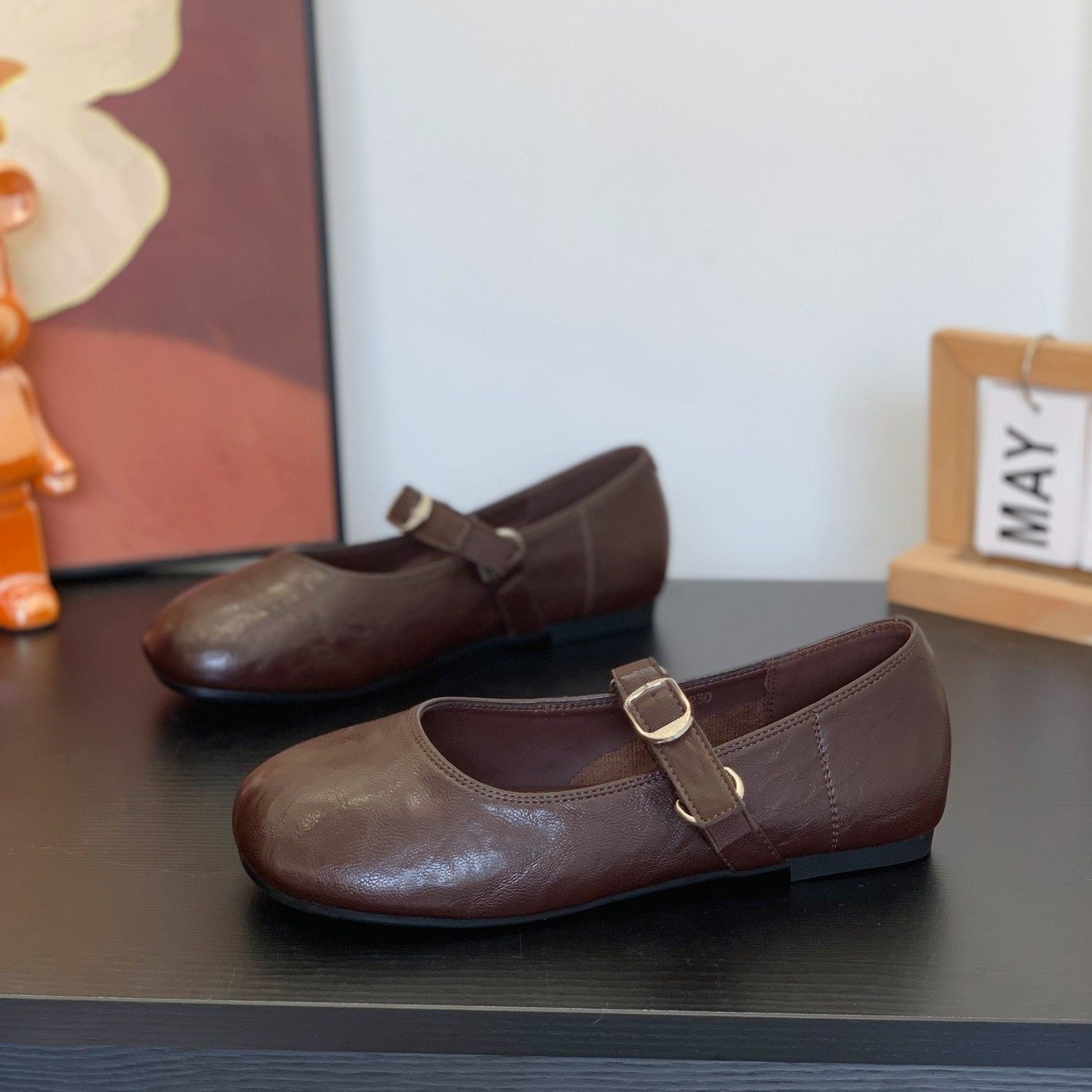 法式圆头玛丽珍鞋女2026春季新款配裙子复古平底两穿软底浅口单鞋