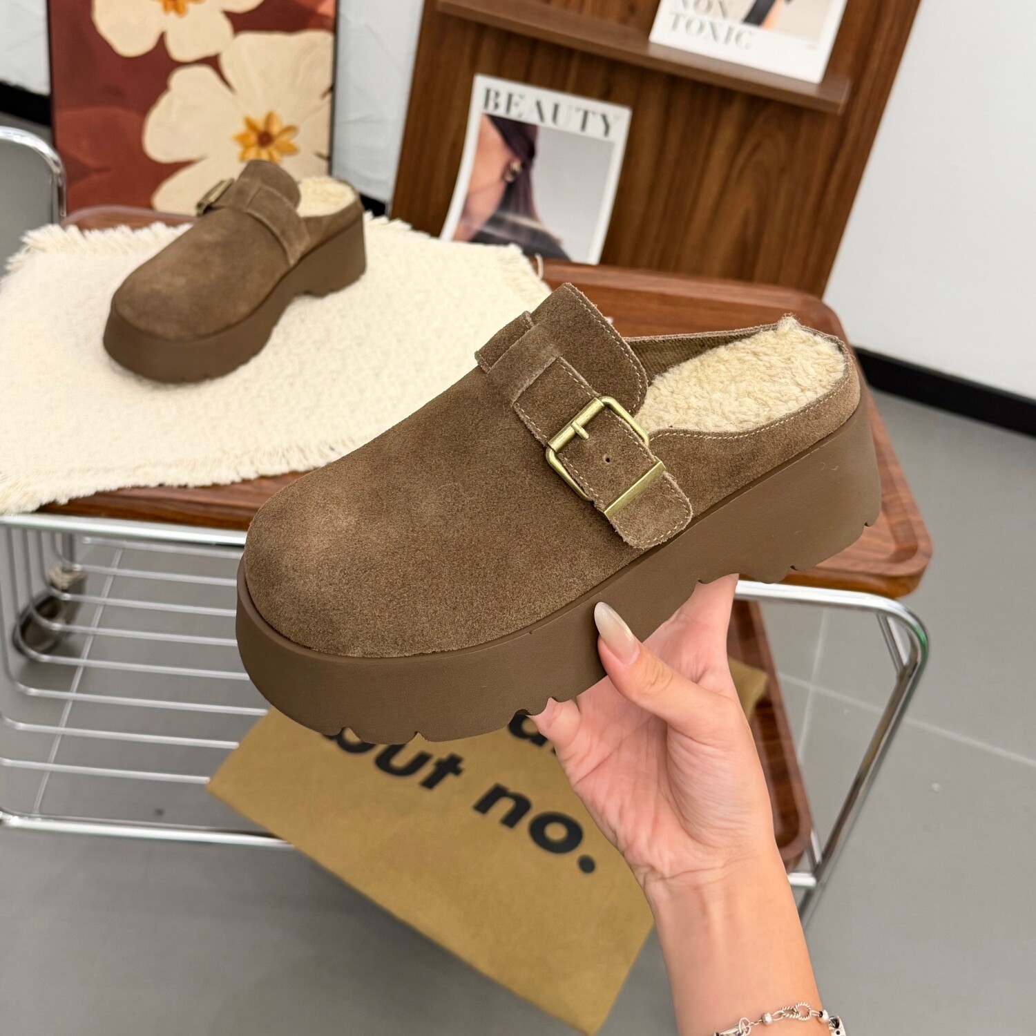 小个子厚底增高显腿长轻便包头拖