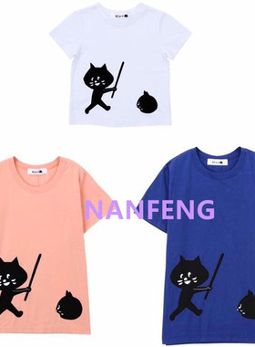亲子款！日系ne惊讶猫net夏季新款 打棒球短袖T恤 家庭装