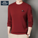 T恤男装 圆领长袖 休闲上衣 本命年春秋季 老爷车中年红色卫衣男薄款