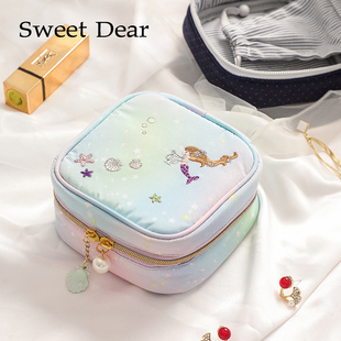 日系可爱首饰包收纳包旅行随身便携耳钉珠宝手饰品收纳盒迷你小号