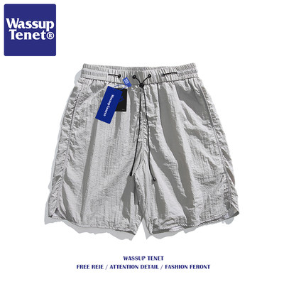 Wassup tenet日系潮牌五分裤男夏季薄款宽松休闲速干冰丝短裤男士