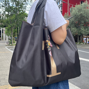 大容量可折叠印花超市购物袋高颜值环保袋时尚 女手提袋便携买菜包
