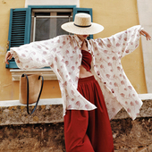 玫瑰花墙 法式 复古玫瑰印花宽松长袖 麦叙原创 衬衫 慵懒外搭上衣