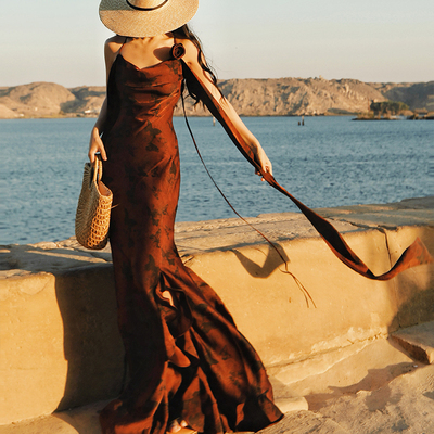 法式度假风礼服吊带长裙连衣裙