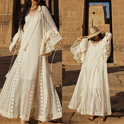 法式度假风重工蕾丝绣花连衣裙