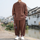 新中式AH民族风麦穗纹灯芯绒夹克外套舞蹈套装男TZ129-P150控178，男装夹克，电商A005