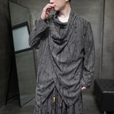 风A暗黑小众设计乞丐破洞高堆领不规则风衣t恤F02-P68控88，男装风衣，电商A005