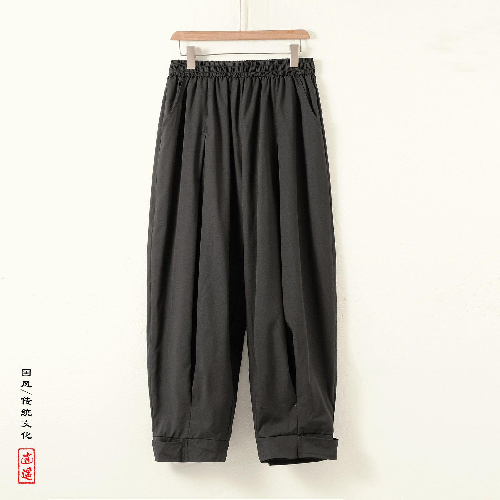新中式J暗黑不规则小众设计九分嘻哈潮束脚裤男K225-P58控78图片