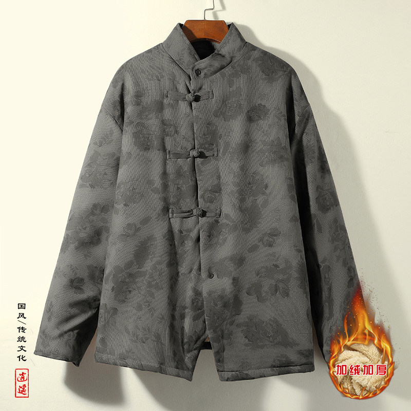 新中式R风盘扣暗花灯芯绒羊羔毛夹克棉衣服男JK16-P135控158,男装夹克,电商A005