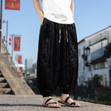 风P龙纹暗纹新中式保暖金丝绒阔腿束脚裤男K255-P68控88，男装棉衣，电商A005