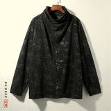 卫衣K树叶灯芯绒风小众堆堆领高领T恤打底衫男T13-P65控88，男装T恤，电商A005