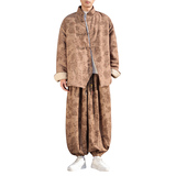 新中式A风盘扣暗花灯芯绒羊羔毛棉衣服套装男TZ51-P203控238，男装棉衣，电商A005