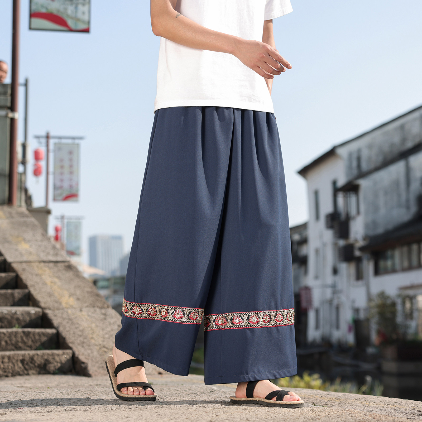 男女春夏风壮族苗族彝族瑶族演出舞蹈服饰阔腿裤K272-P68控88,男装休闲裤,电商A005