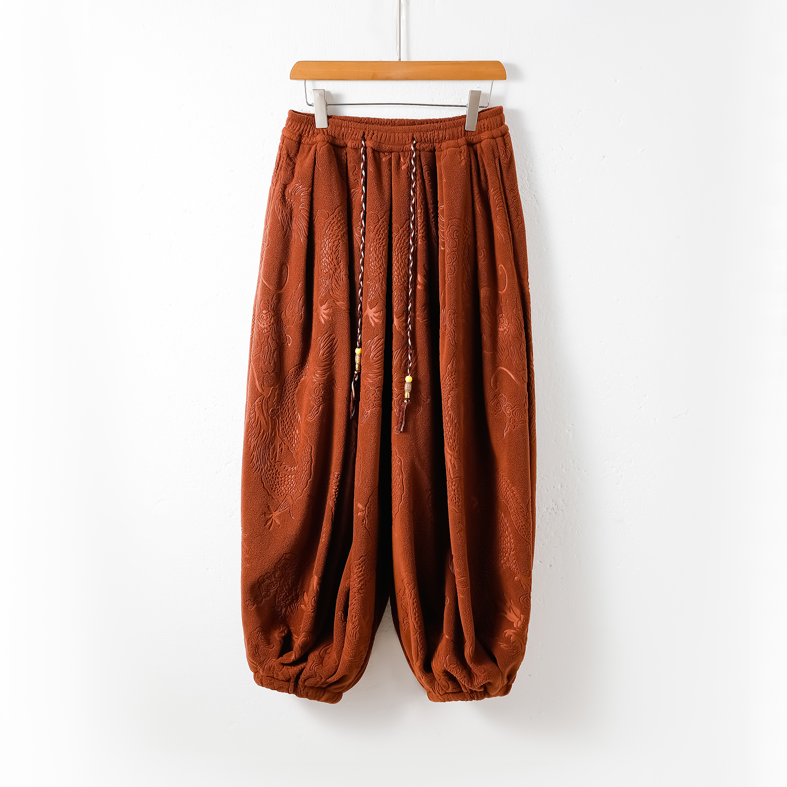 风S龙纹暗纹新中式保暖奥利绒羊羔绒阔腿束脚裤K262-P68控98，男装棉衣，电商A005