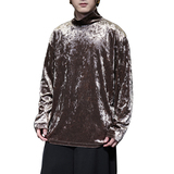 暗黑舞台演出垂感堆堆领E金丝绒打底衫保暖内穿T恤男T20-P65控78，男装T恤，电商A005