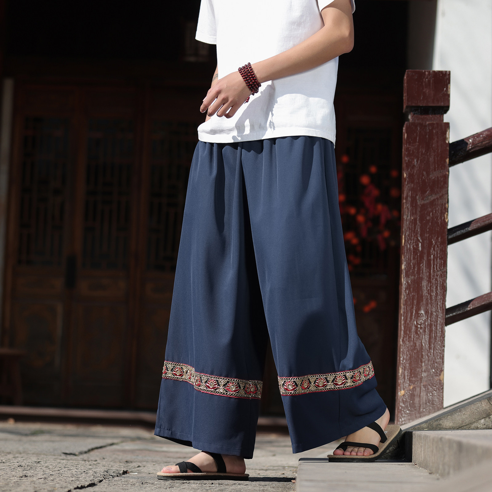 男女春夏风壮族苗族彝族瑶族演出舞蹈服饰阔腿裤K272-P68控88,男装休闲裤,电商A005